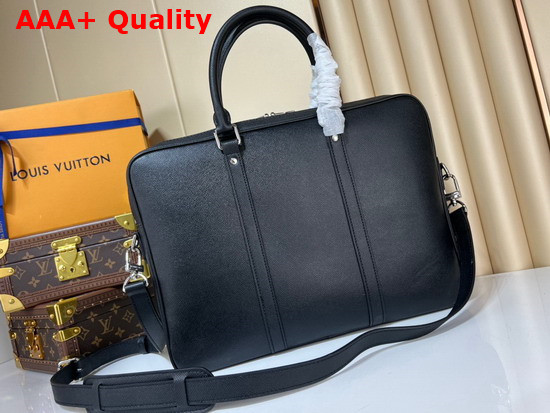 Louis Vuitton Porte Documents Voyage PM Black Taiga Leather M33412 Replica