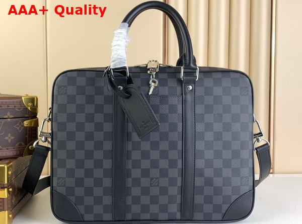 Louis Vuitton Porte Documents Voyage PM Damier Graphite Coated Canvas N40445 Replica