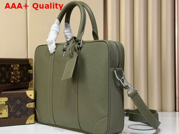 Louis Vuitton Porte Documents Voyage PM Khaki Taiga Leather M2A676 Replica