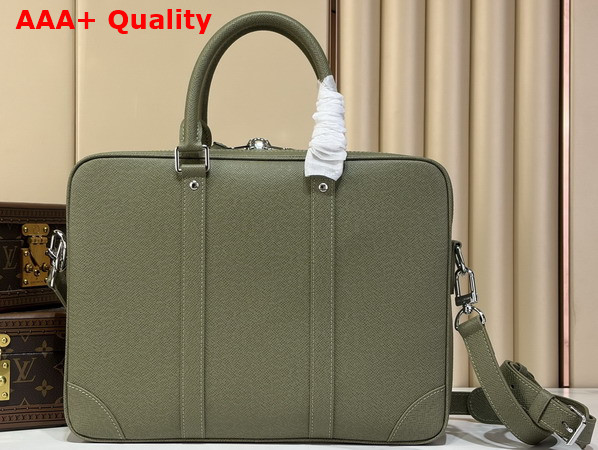 Louis Vuitton Porte Documents Voyage PM Khaki Taiga Leather M2A676 Replica