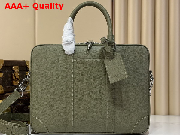 Louis Vuitton Porte Documents Voyage PM Khaki Taiga Leather M2A676 Replica