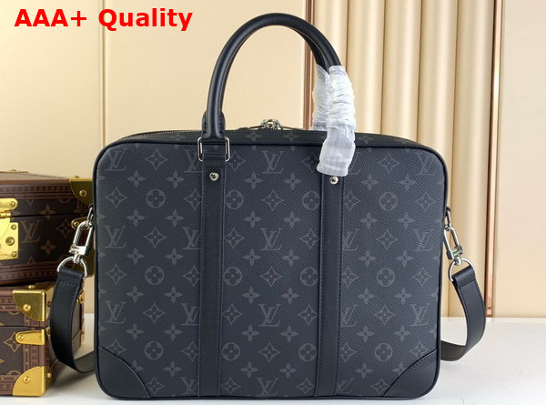 Louis Vuitton Porte Documents Voyage PM Monogram Eclipse Coated Canvas M46457 Replica