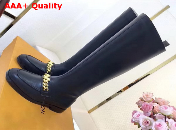 Louis Vuitton Prime Time High Boot in Black Calf Leather Replica
