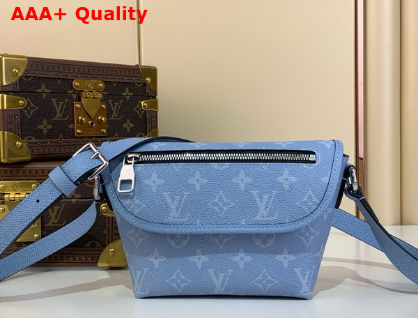 Louis Vuitton Pulse Wearable Wallet in Sky Blue Monogram Coated Canvas and Taiga Cowhide Leather M14116 Replica