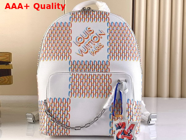 Louis Vuitton Racer Backpack White Damier Spray Cowhide Leather M20664 Replica