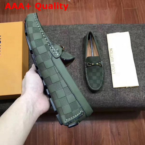 Louis Vuitton Raspail Moccasin Dark Green Damier Embossed Calfskin Replica