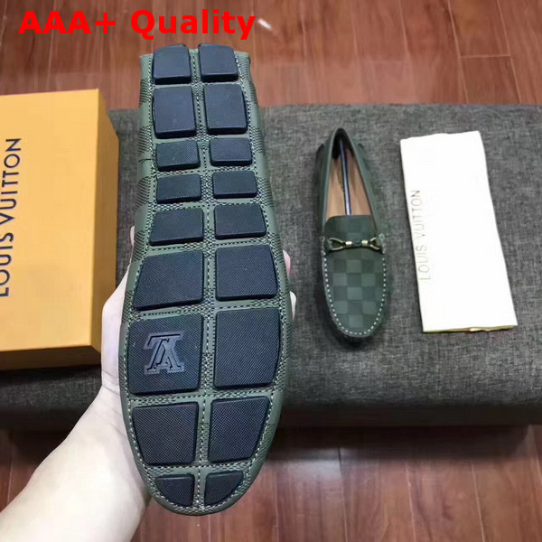 Louis Vuitton Raspail Moccasin Dark Green Damier Embossed Calfskin Replica