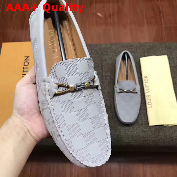 Louis Vuitton Raspail Moccasin Light Blue Damier Embossed Calfskin Replica