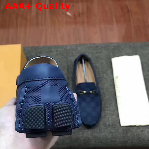 Louis Vuitton Raspail Moccasin Navy Blue Damier Embossed Calfskin Replica