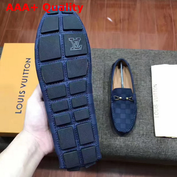 Louis Vuitton Raspail Moccasin Navy Blue Damier Embossed Calfskin Replica