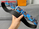 Louis Vuitton Reversible Belt Damier Graphite 3D Canvas and Calf Lather Blue and Black Replica