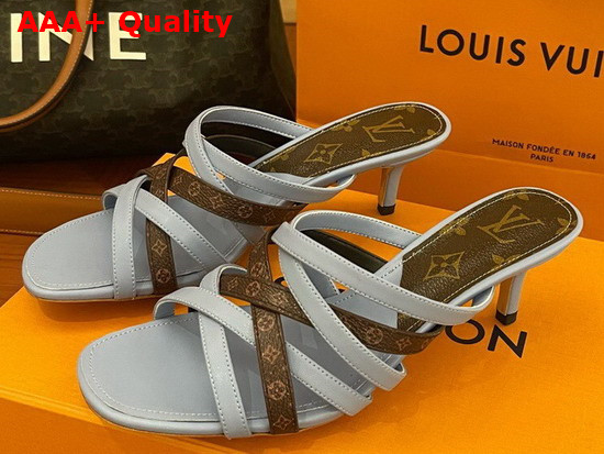 Louis Vuitton Revival Mule Blue Calf Leather and Nano Monogram Canvas 1A8GMO Replica