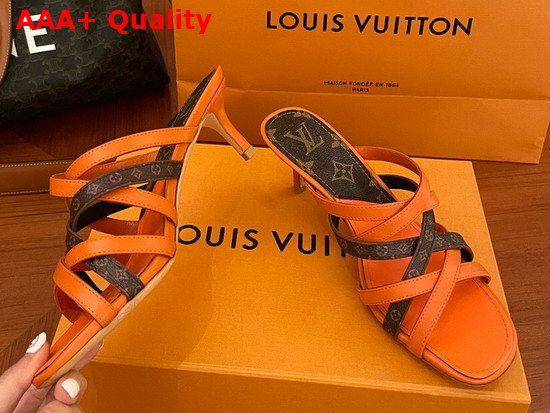 Louis Vuitton Revival Mule Orange Calf Leather and Nano Monogram Canvas 1A8GMU Replica