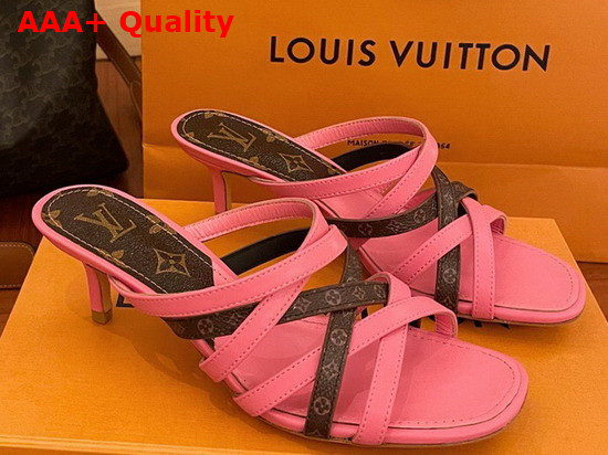 Louis Vuitton Revival Mule Rose Pop Calf Leather and Nano Monogram Canvas 1A8GN9 Replica