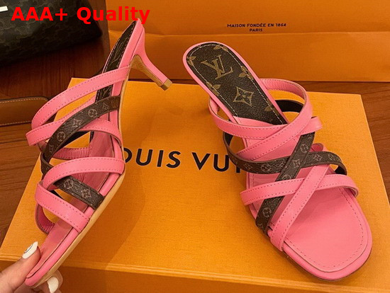 Louis Vuitton Revival Mule Rose Pop Calf Leather and Nano Monogram Canvas 1A8GN9 Replica
