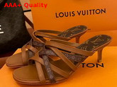 Louis Vuitton Revival Mule Tan Calf Leather and Nano Monogram Canvas Replica