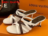 Louis Vuitton Revival Mule White Calf Leather and Nano Monogram Canvas Replica