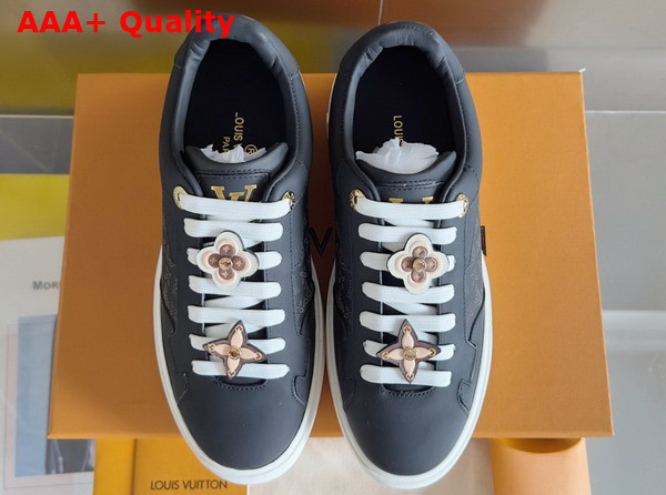 Louis Vuitton Richly Detailed Edition of the Time Out Sneaker in Black Plain Calf Leather Replica