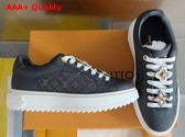 Louis Vuitton Richly Detailed Edition of the Time Out Sneaker in Black Plain Calf Leather Replica
