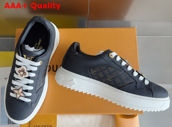 Louis Vuitton Richly Detailed Edition of the Time Out Sneaker in Black Plain Calf Leather Replica