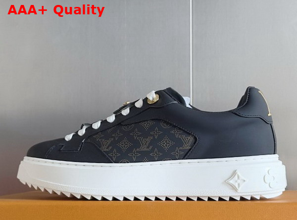 Louis Vuitton Richly Detailed Edition of the Time Out Sneaker in Black Plain Calf Leather Replica