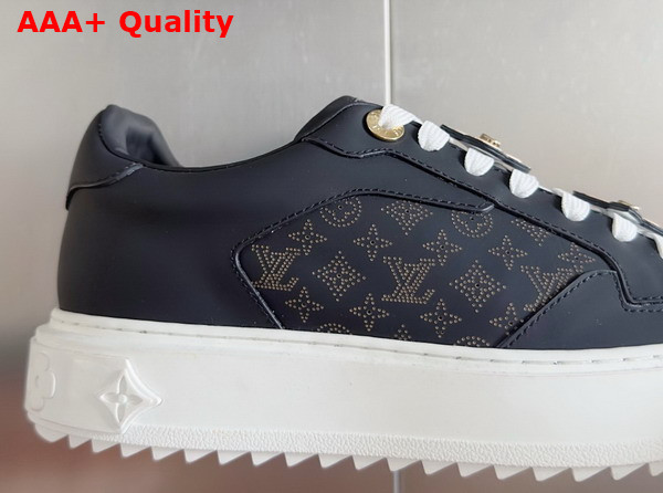 Louis Vuitton Richly Detailed Edition of the Time Out Sneaker in Black Plain Calf Leather Replica