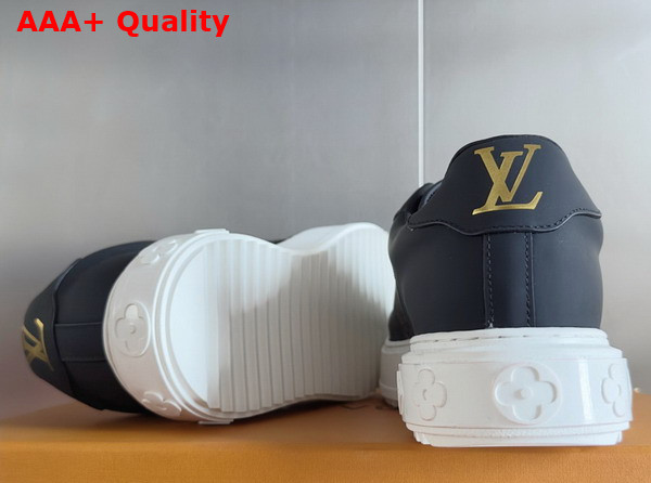 Louis Vuitton Richly Detailed Edition of the Time Out Sneaker in Black Plain Calf Leather Replica
