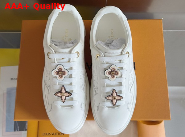 Louis Vuitton Richly Detailed Edition of the Time Out Sneaker in White Plain Calf Leather 1AICMB Replica