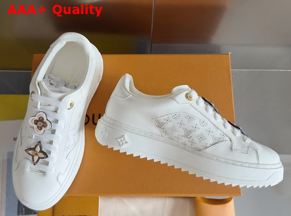 Louis Vuitton Richly Detailed Edition of the Time Out Sneaker in White Plain Calf Leather 1AICMB Replica
