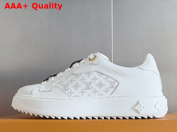 Louis Vuitton Richly Detailed Edition of the Time Out Sneaker in White Plain Calf Leather 1AICMB Replica