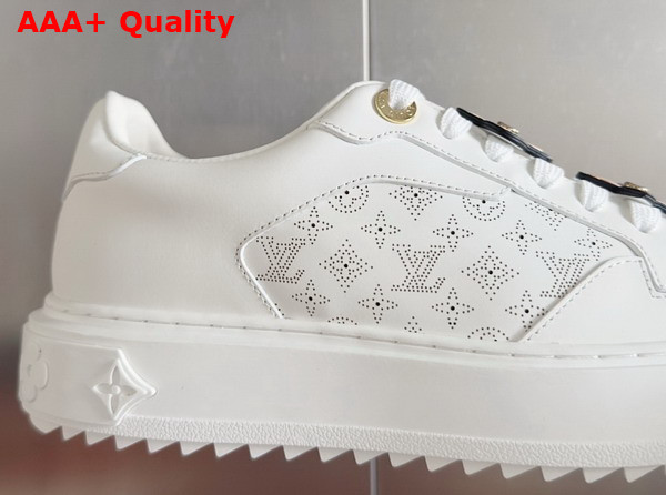 Louis Vuitton Richly Detailed Edition of the Time Out Sneaker in White Plain Calf Leather 1AICMB Replica