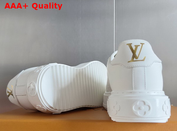 Louis Vuitton Richly Detailed Edition of the Time Out Sneaker in White Plain Calf Leather 1AICMB Replica