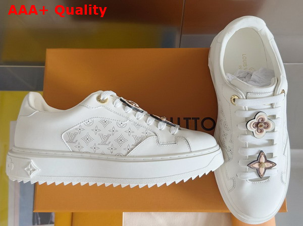 Louis Vuitton Richly Detailed Edition of the Time Out Sneaker in White Plain Calf Leather 1AICMB Replica