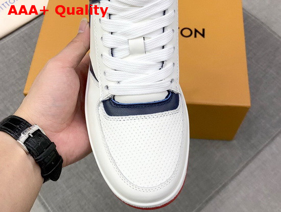 Louis Vuitton Rivoli Sneaker Boot in Supple White Calf Leather with Contrasting Red and Gray Trim 1A5YM6 Replica