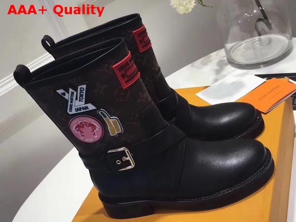 Louis Vuitton Roadgame Half Boot Patent Monogram Canvas and Calf Leather Replica