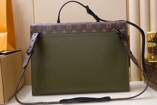 Louis Vuitton Robusto Briefcase Khaki Green Taiga Embossed Cowhide Leather M30591 Replica