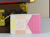 Louis Vuitton Romy Card Holder in Peach Pink Damier Coated Canvas Replica