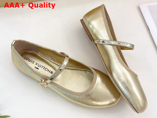 Louis Vuitton Romy Flat Ballerina in Gold Metallic Lambskin 1ACULI Replica