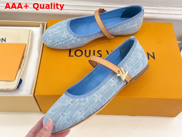 Louis Vuitton Romy Flat Ballerina in Light Blue Monogram Denim 1ACZA6 Replica