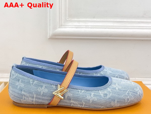 Louis Vuitton Romy Flat Ballerina in Light Blue Monogram Denim 1ACZA6 Replica