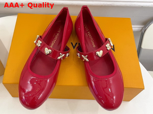 Louis Vuitton Romy Flat Ballerina in Red Patent Calf Leather Replica
