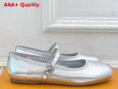 Louis Vuitton Romy Flat Ballerina in Silver Metallic Lambskin 1ACUME Replica