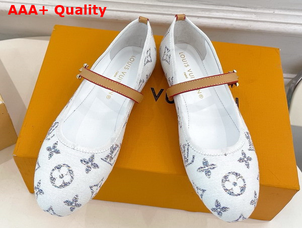 Louis Vuitton Romy Flat Ballerina in White Monogram Pattern Tweed 1ACSGU Replica