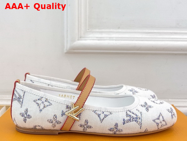 Louis Vuitton Romy Flat Ballerina in White Monogram Pattern Tweed 1ACSGU Replica