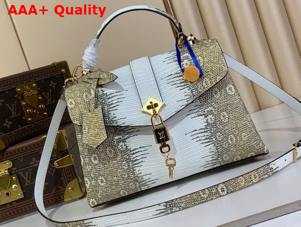 Louis Vuitton Rose Des Vents PM Handbag in Gold Lizard Leather Replica
