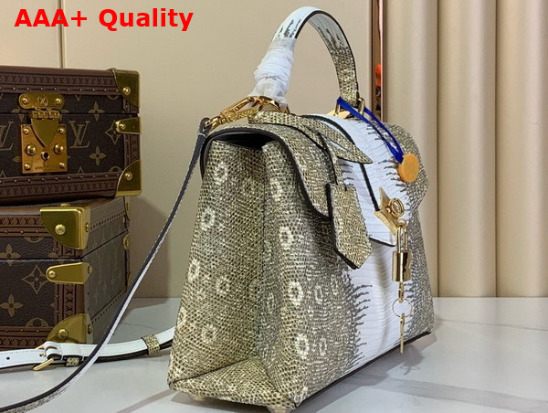 Louis Vuitton Rose Des Vents PM Handbag in Gold Lizard Leather Replica