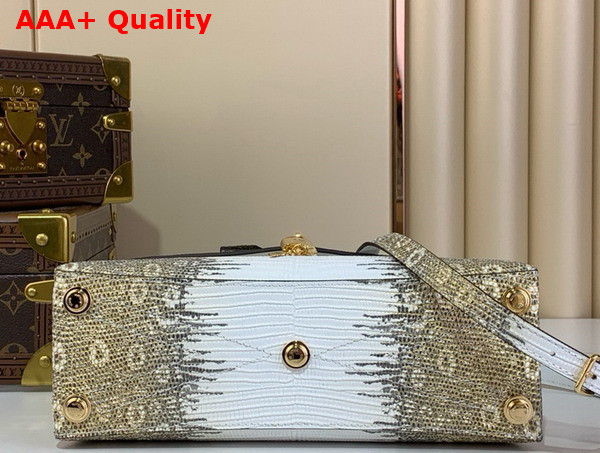 Louis Vuitton Rose Des Vents PM Handbag in Gold Lizard Leather Replica