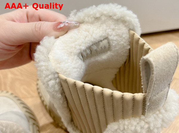 Louis Vuitton Ruby Flat Ankle Boot in Beige Suede Calf Leather and Shearling 1AGWG3 Replica