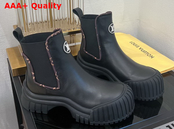Louis Vuitton Ruby Flat Ankle Boot in Black Calf Leather 1AB0FS Replica
