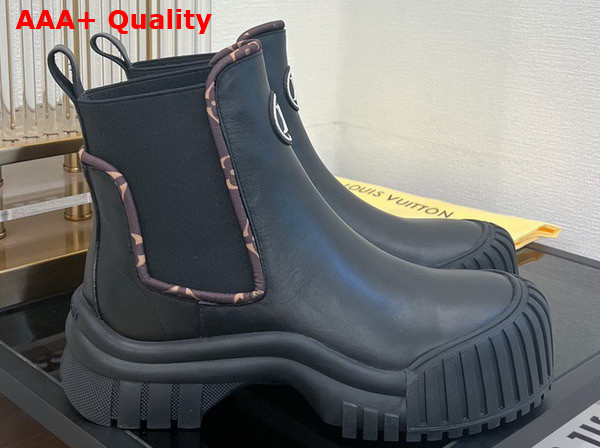 Louis Vuitton Ruby Flat Ankle Boot in Black Calf Leather 1AB0FS Replica